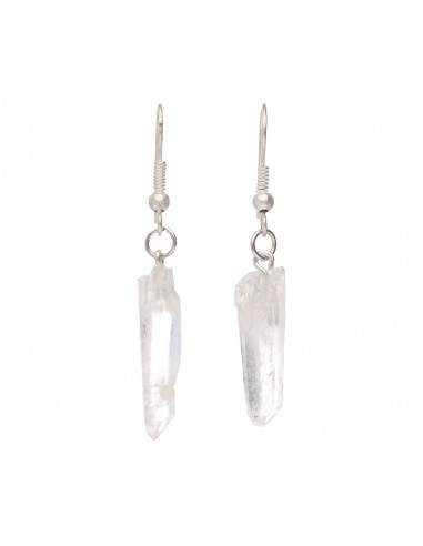 Silver Plated Quartz Point Earrings