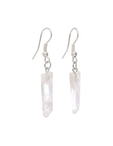 Silver Plated Quartz Point Earrings