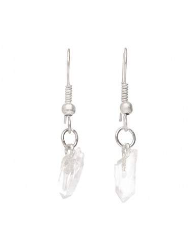 Silver Plated Quartz Point Earrings