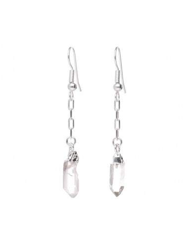 Earrings Quartz Point Silver Plated...