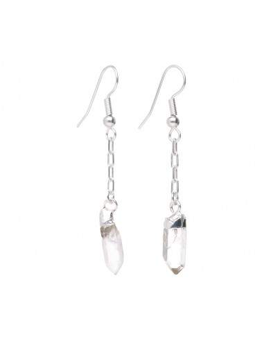 Earrings Quartz Point Silver Plated...