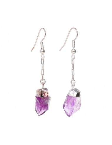 Earrings Amethyst Point Silver Plated...