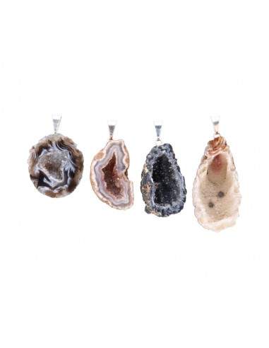 Agate Geodin Pendant - Prateado