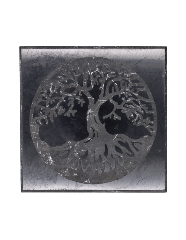 Placa de Shungit Pulida Árbol de la Vida