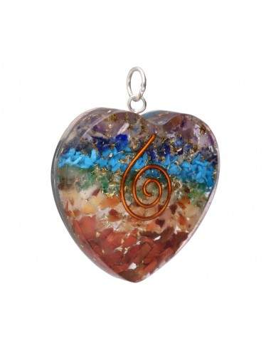 Resin Heart with Chakras Pendant