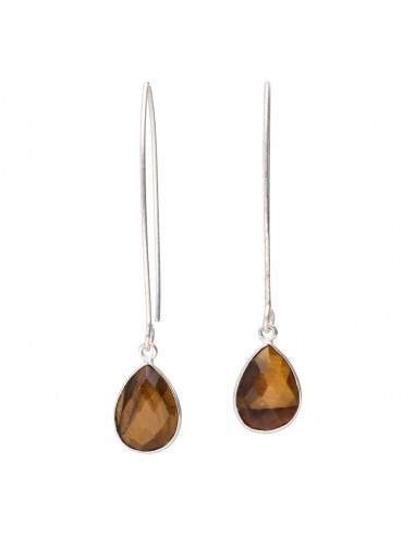 Tiger Eye Drop Earrings in Silver...