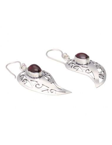 Silver Plated Garnet Earrings -P64-