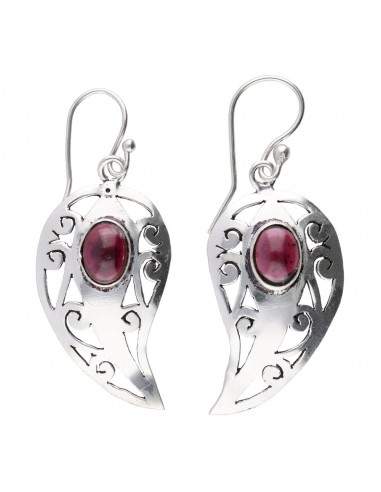 Silver Plated Garnet Earrings -P64-