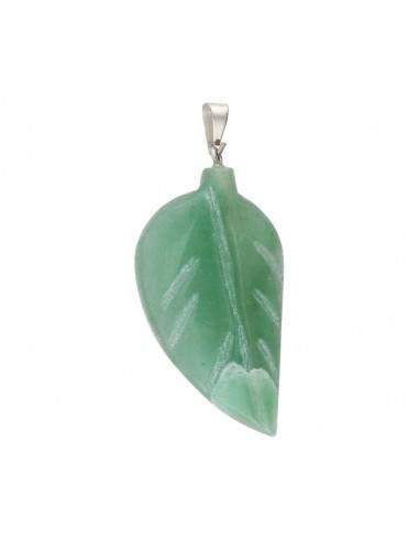 Green Leaf Quartz Pendants in Silver...