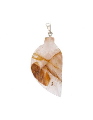 Pendentif feuille de quartz doré...