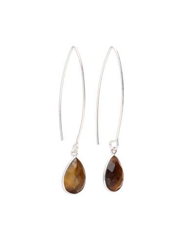 Tiger Eye Drop Earrings in Silver...