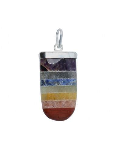 Silver Plated Chakra Oval Point Pendant