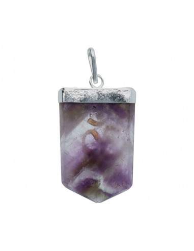 Amethyst Om Pendant in Silver Plating