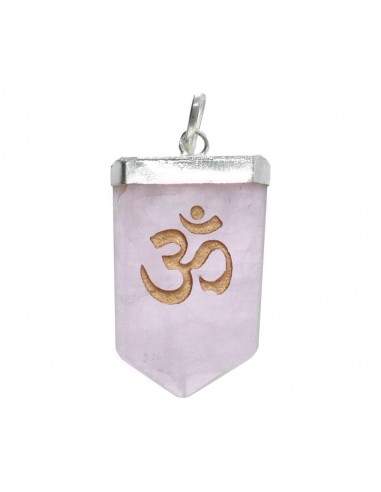 Pendentif Om en quartz rose plaqué...