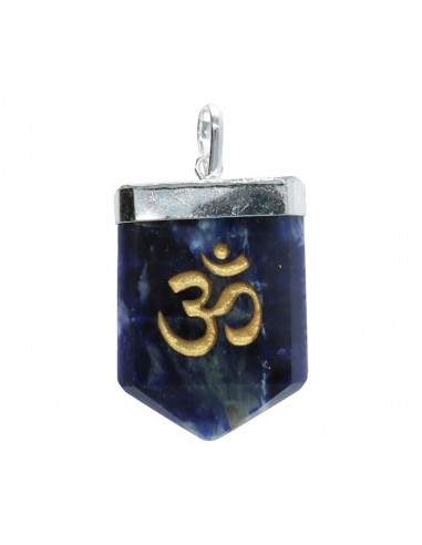 Silver Plated Sodalite Om Pendant