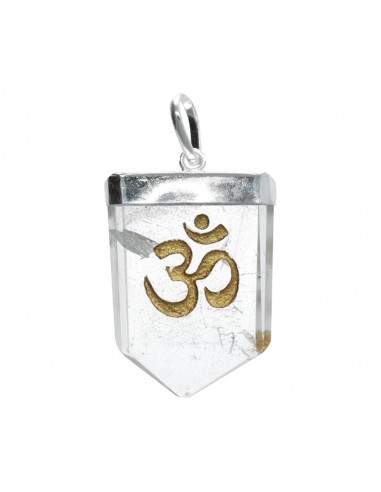 Silver Plated Om Quartz Pendant