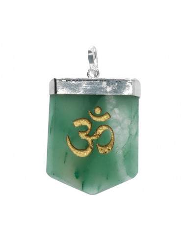 Om Green Quartz Pendant in Silver...