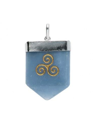 Triskel Blue Quartz Pendant in Silver...
