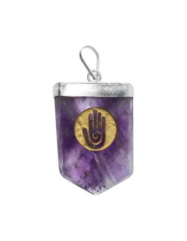 Améthyste Hopi Hand in Silver Plated...