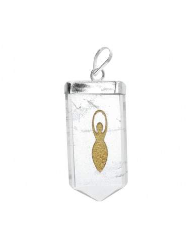 Mother Earth Quartz Pendant in Silver...