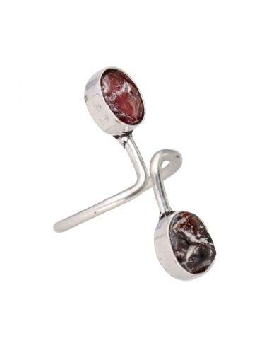 Silver Plated Ring with Garnet -A8-