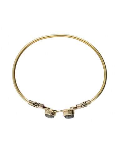 Thin Bronze Bracelet with Labradorite...
