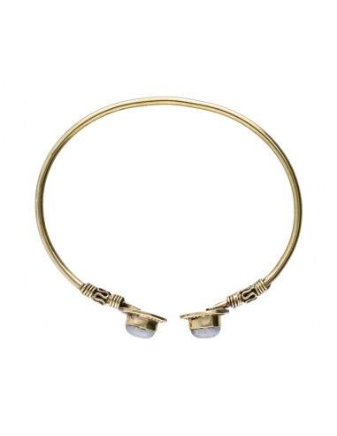 Pulseira de bronze fino com pedra da...