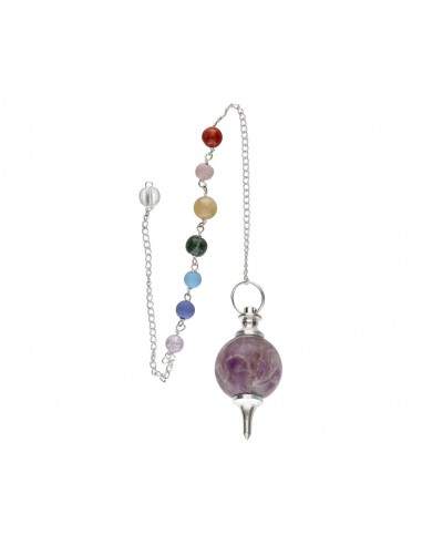 Pêndulo Mermet com ametista e chakras...