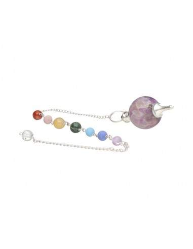 Pêndulo Mermet com ametista e chakras...
