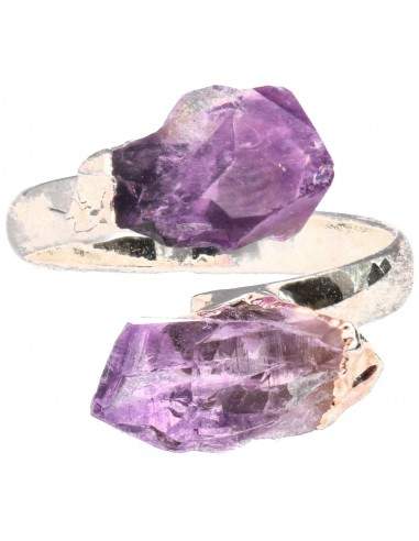 Bague en améthyste plaquée argent -A83-