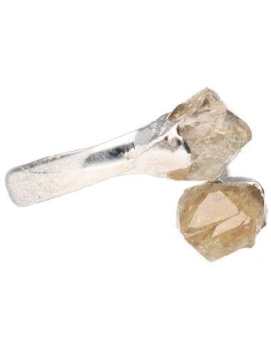 Silver Plated Heated Citrine Ring -A83-
