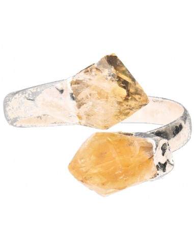 Silver Plated Heated Citrine Ring -A83-
