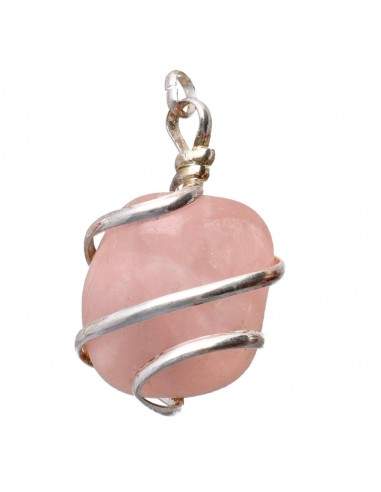 Rose Quartz Pendant with Spiral in...