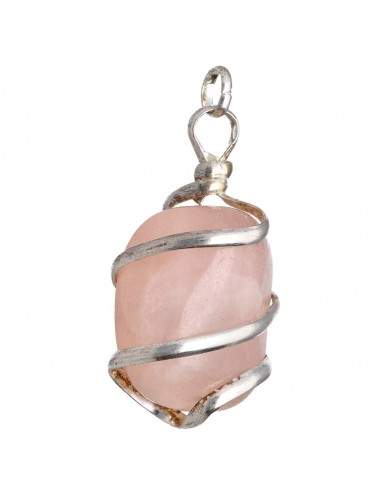Rose Quartz Pendant with Spiral in...