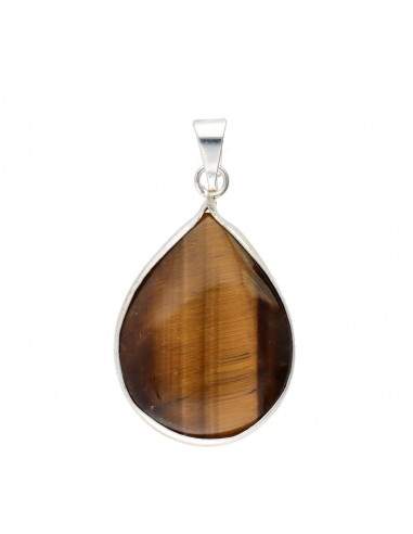 Silver Plated Tiger Eye Drop Pendant