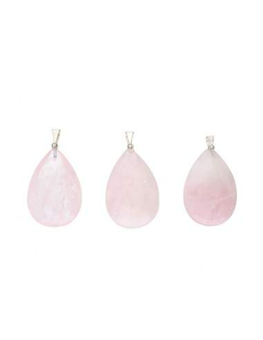 Pingente de gota de quartzo rosa