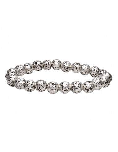 8mm Silver Plated Lava Bracelet