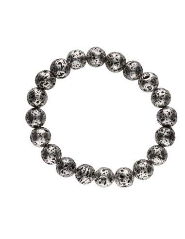 Bracelet de lave plaqué argent 10mm