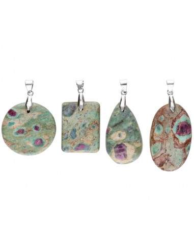 Pendentif cabochon de rubis et zoisite