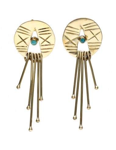 Bronze Earrings with Random Mineral -63-