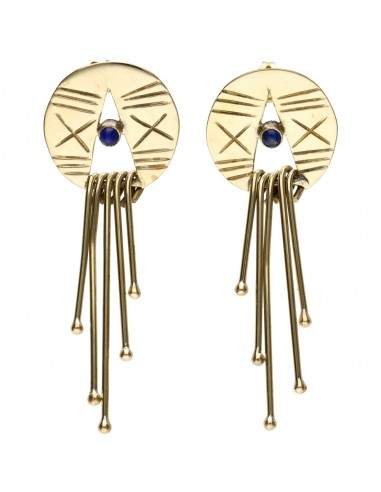 Bronze Earrings with Random Mineral -63-