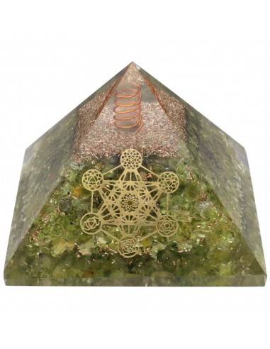 Resin Peridot Pyramid with Metatron...