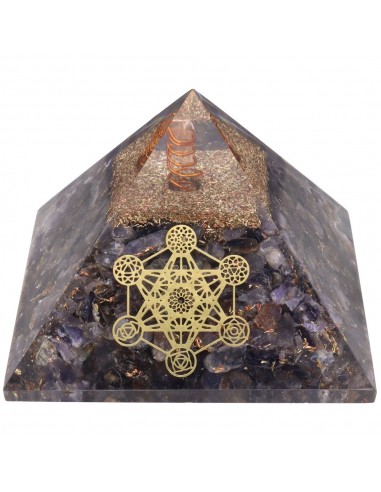 Resin Iolite Pyramid with Metatron 7x7cm