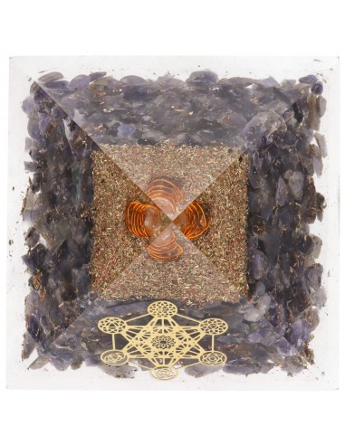 Resin Iolite Pyramid with Metatron 7x7cm