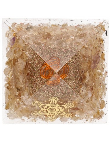 Resin Citrine Pyramid with Metatron...