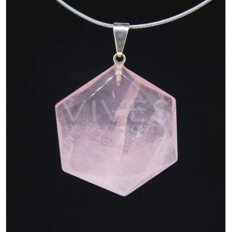 Pendant Hexagonal geometric shape at Quartz pink