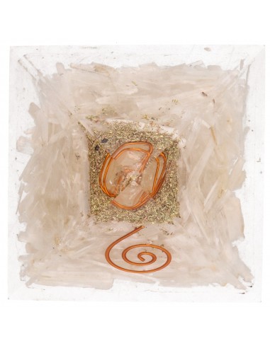 Resin Selenite Pyramid with Spiral 5x5cm