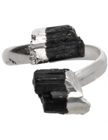 Silver Plated Black Tourmaline Ring...