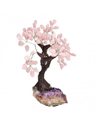 Árvore de quartzo rosa média com base...