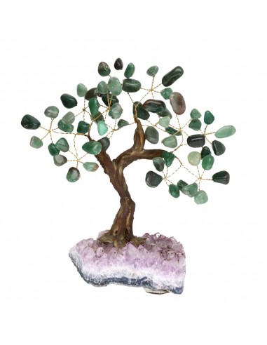 Small Green Quartz Tree with Amethyst...